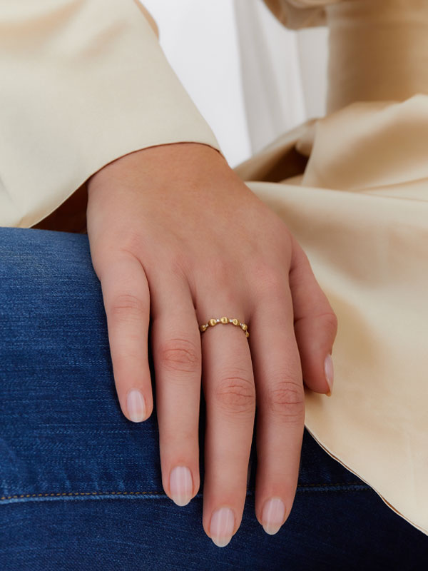 Ring with gold and diamond boules
