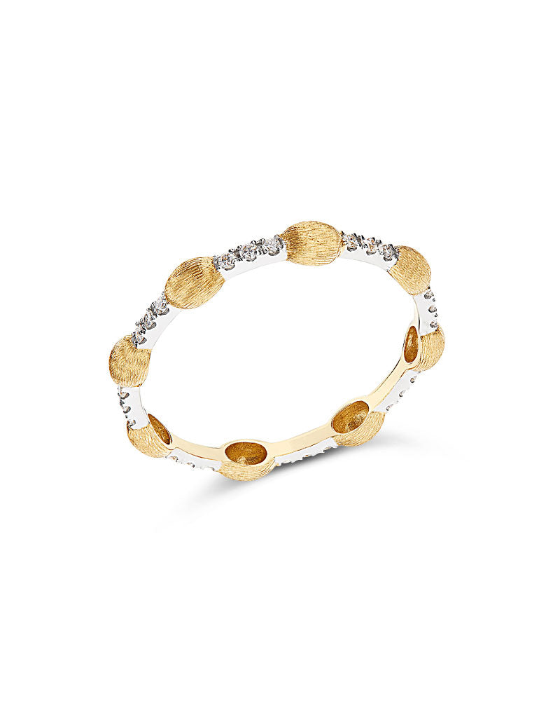 Ring with gold Boules and diamond bars