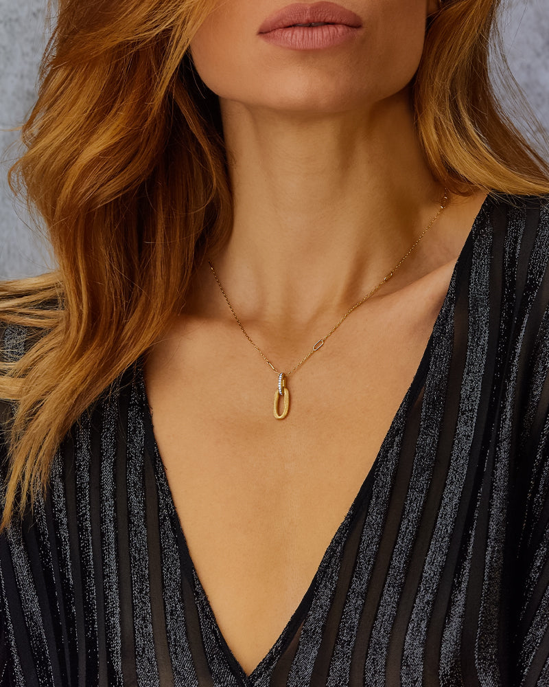 LIBERA necklace with gold and diamond pendant (short)