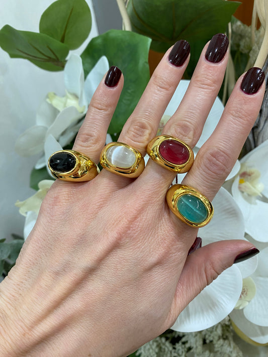 Anello Cabochon Rosa