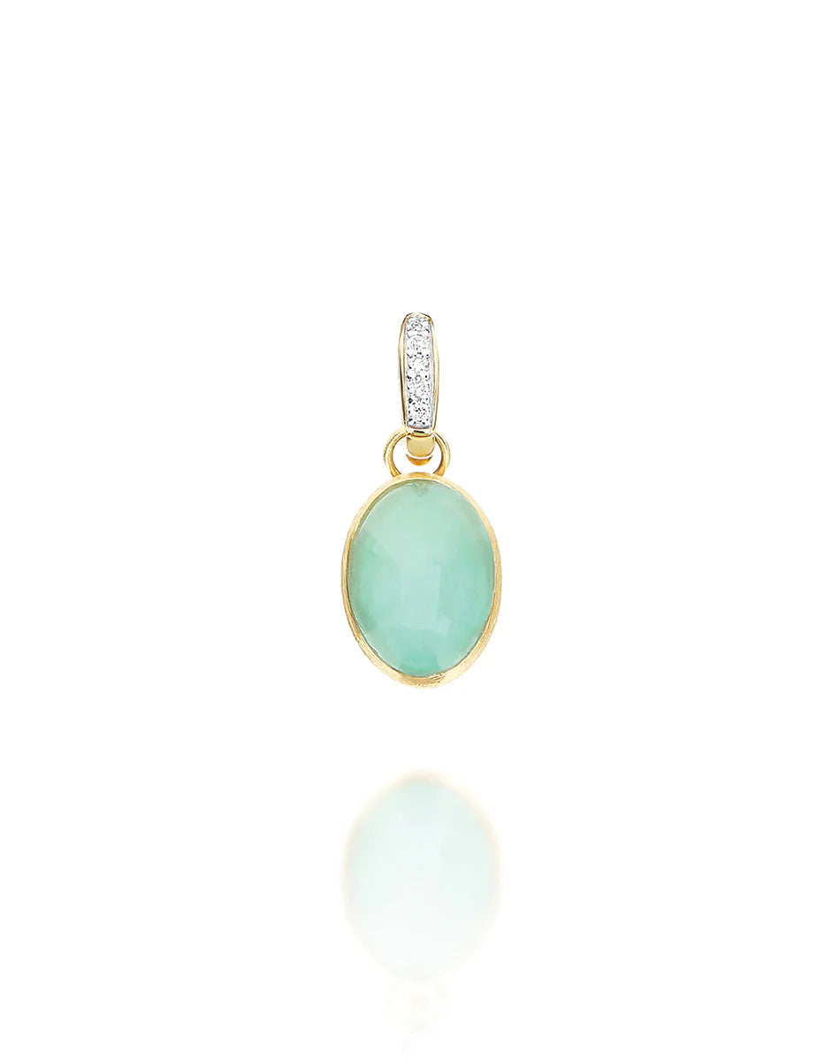 Charm Lattementa "Boules" in oro inciso, diamanti, cristallo di rocca e giadeite (piccolo)