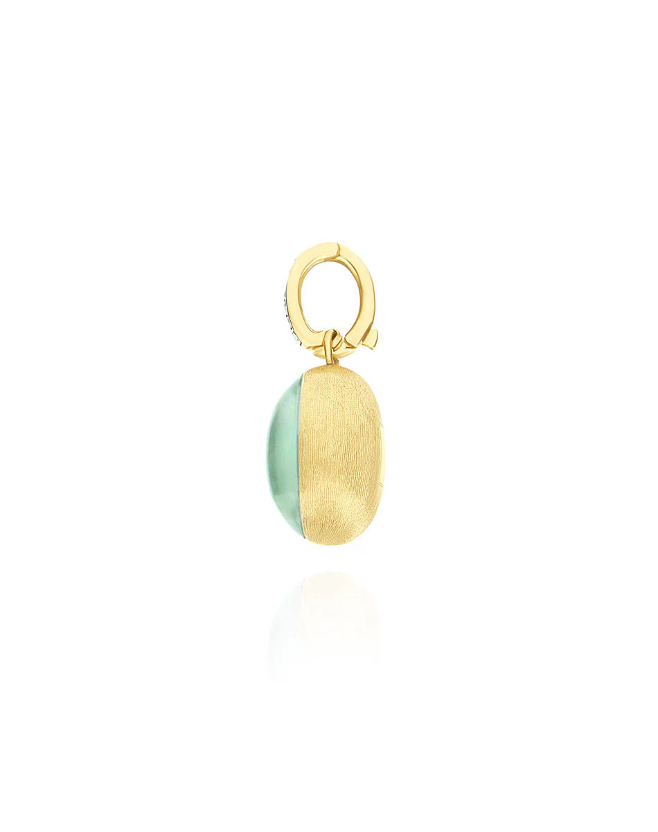 Charm Lattementa "Boules" in oro inciso, diamanti, cristallo di rocca e giadeite (piccolo)