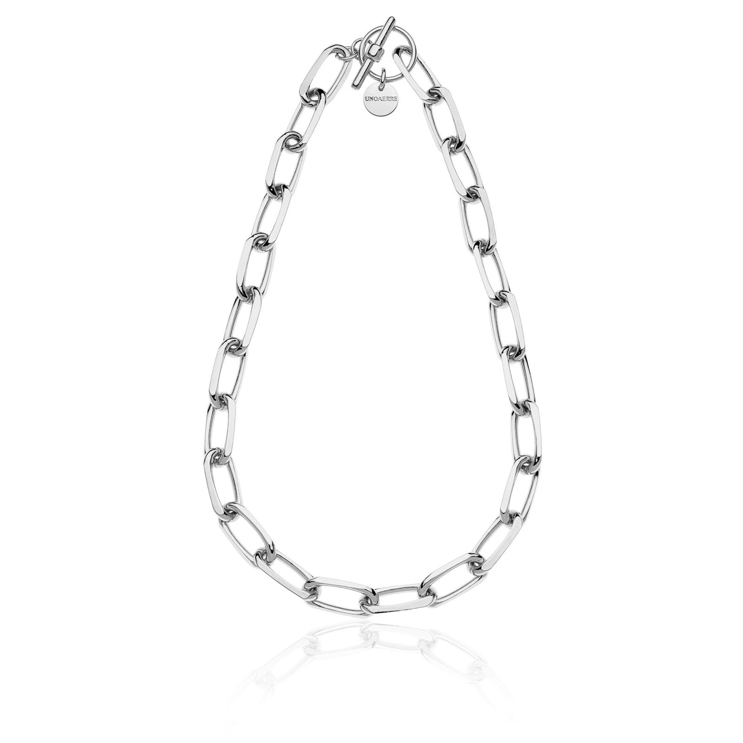Necklace in silvered bronze with chain