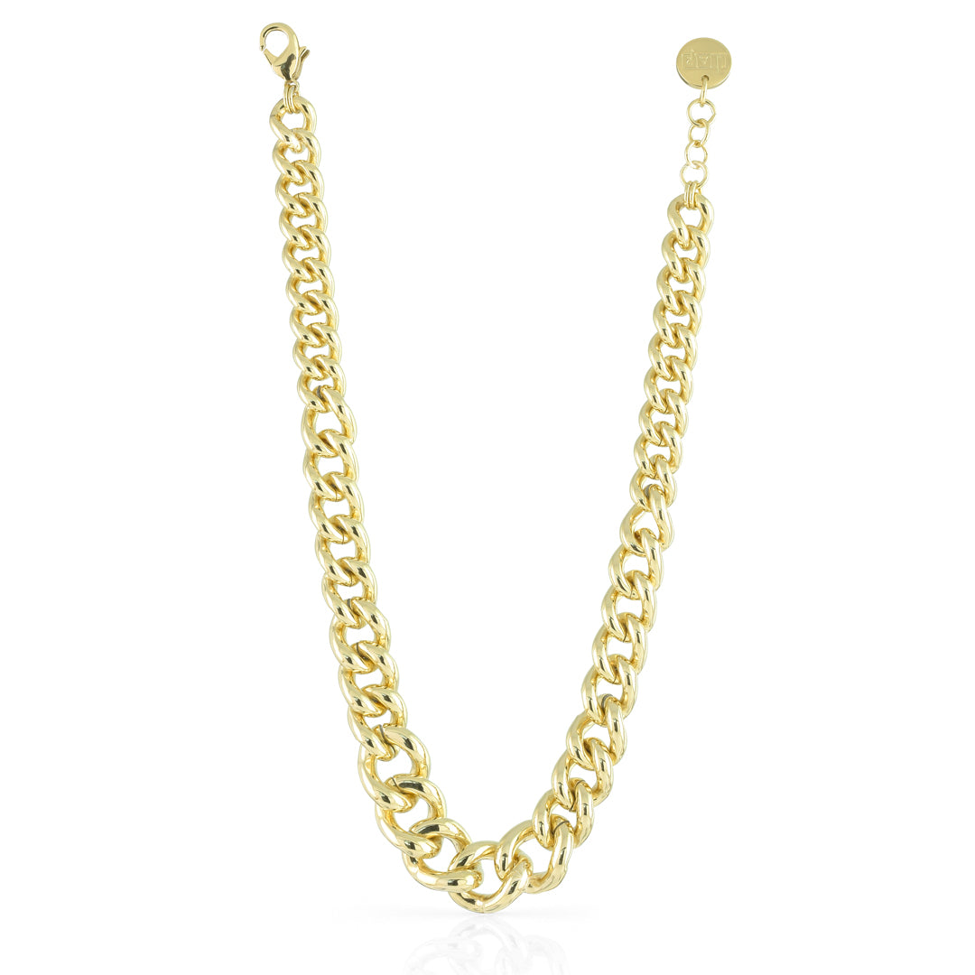 Scaled Grumetta necklace in gilded bronze