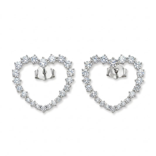 Orecchini LOVE a Cuore con Zirconi Bianchi in Argento