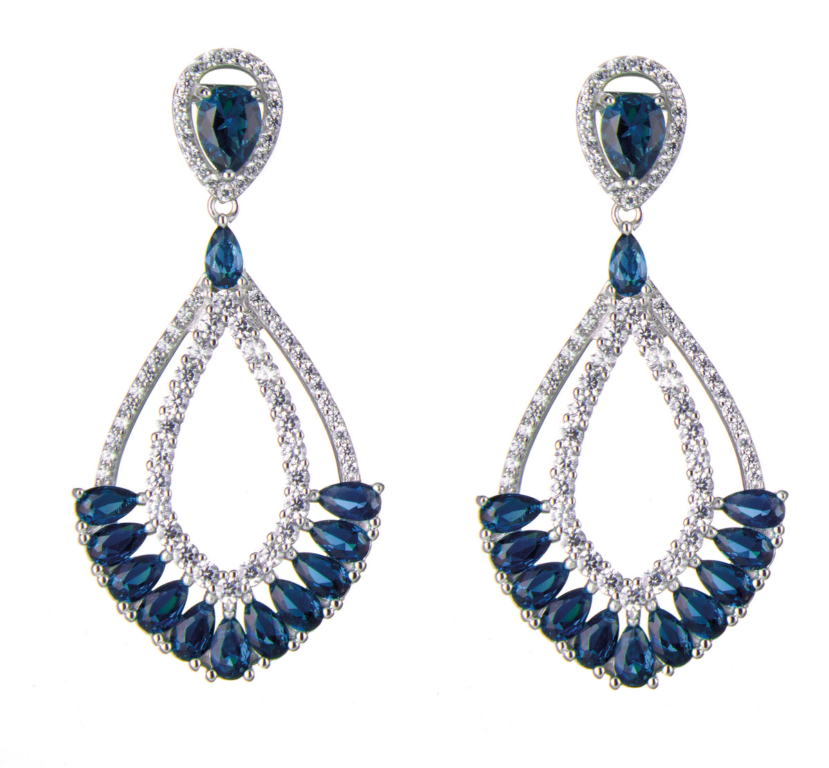 Orecchini SAPHIRA in Argento con Zirconi Bianchi e Blu