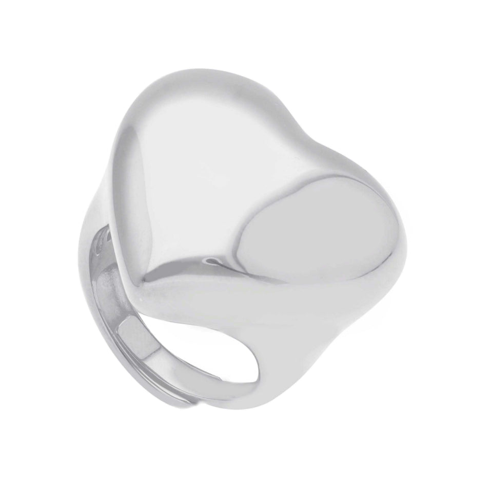 Anello Cuore Bombato in Argento