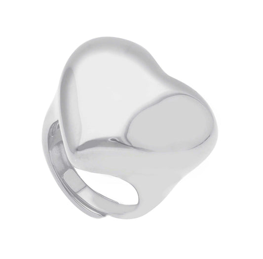 Anello Cuore Bombato in Argento
