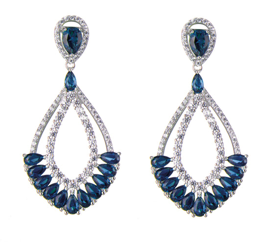 Orecchini SAPHIRA in Argento con Zirconi Bianchi e Blu