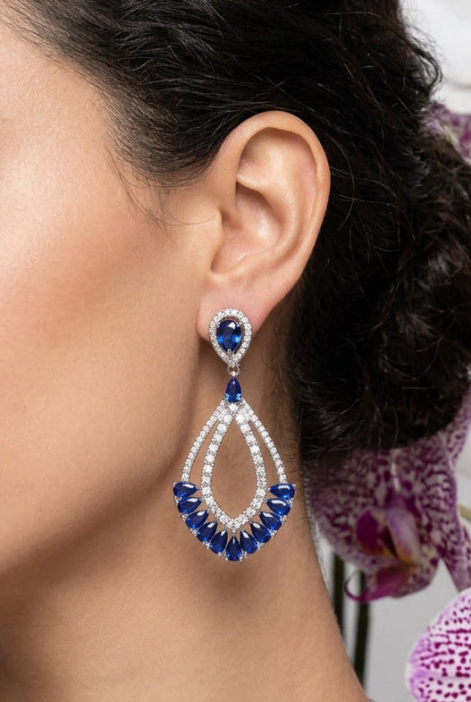 Orecchini SAPHIRA in Argento con Zirconi Bianchi e Blu